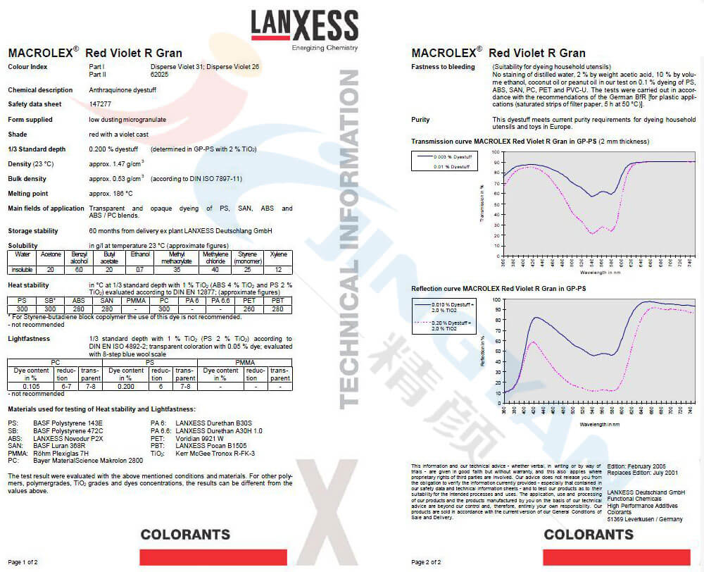 馬高列斯染料紫R數據表